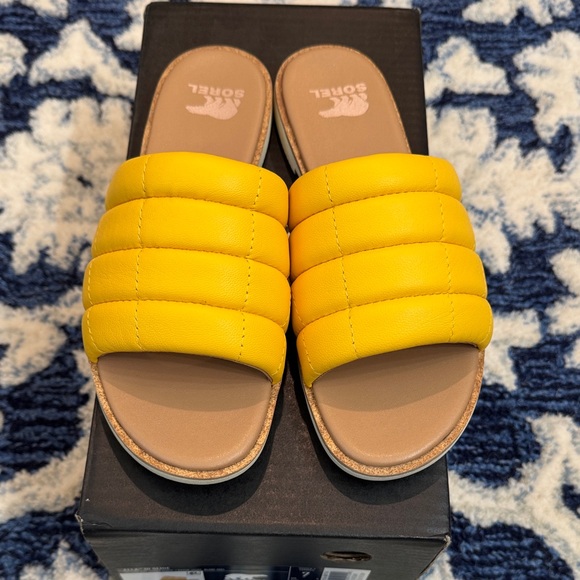 Sorel Ella Yellow Slide Sandals - Picture 2 of 5